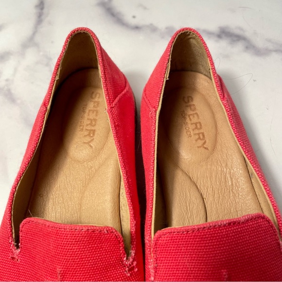 Sperry Seaport Canvas Slip On Loafers Shoes Women’s size 6.5 in Coral - Picture 3 of 11